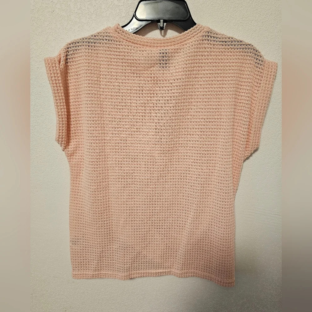 Emery Rose Pink Waffle Knit Short Sleeve Top Women's Size Small NWT - Picture 5 of 8